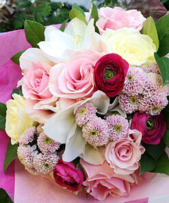 Rosa pastell bukett hos Crossandras Blommor